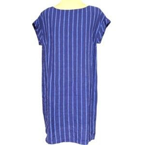 dress TAHARI blue linen shift XS/S casual boho hipster elegant unlined pullover